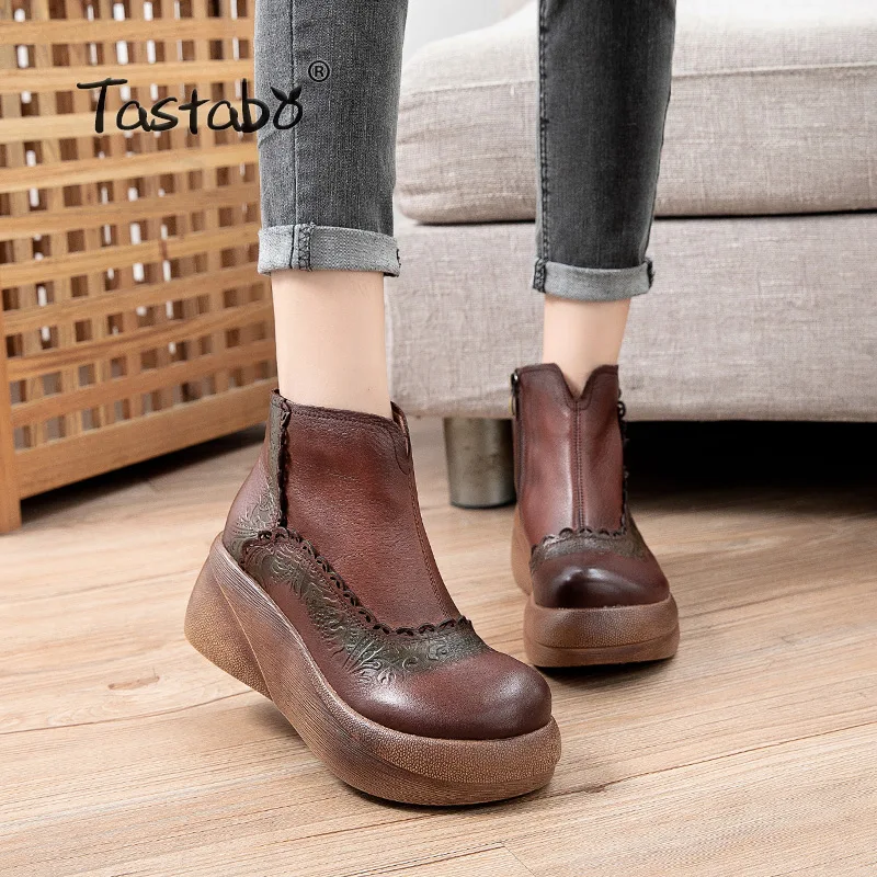 Осенние ботинки Zapatillas Mujer Женские сапоги средней длины на платформе Женская
