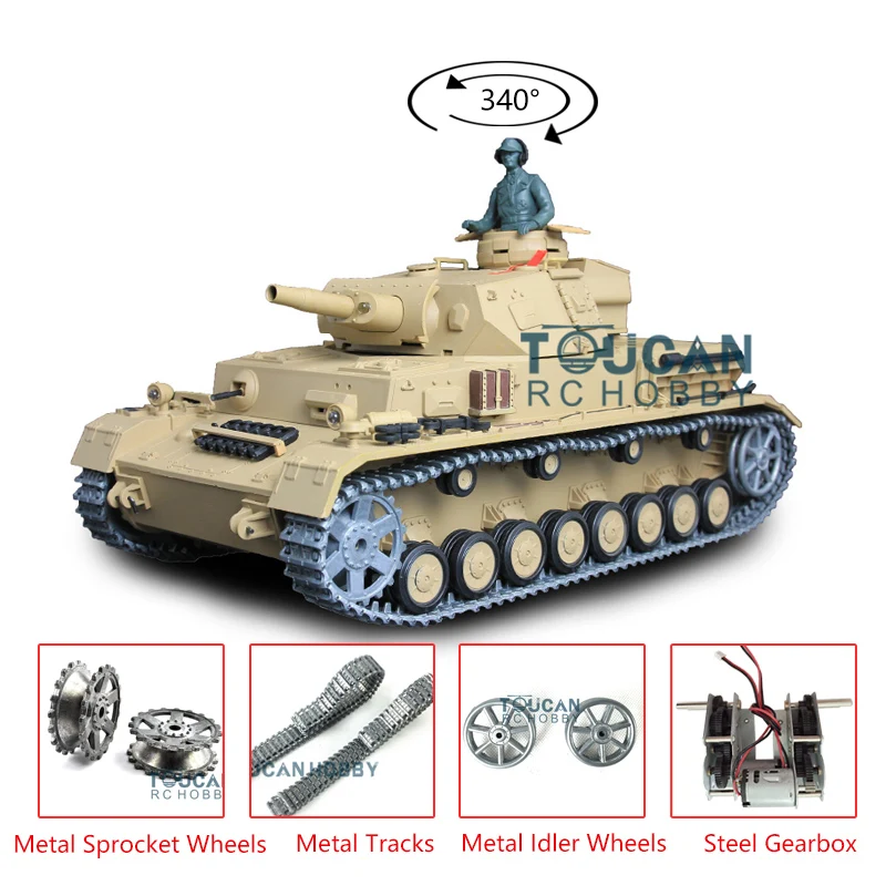US Stock Heng Long 1/16 Upgraded Metal TK6.0 Panzer IV F RTR RC Tank 3858