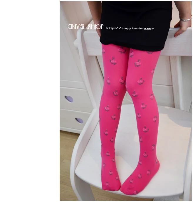 Korean-style Velvet Panty-hose for Kids Floral Jacquard Silk Stockings Girls Baby Socks