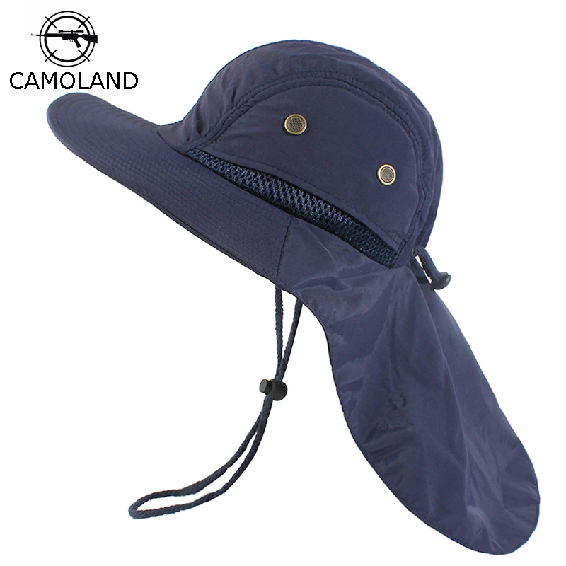 Sun Hat Summer Bucket Men Women Boonie With Neck Flap Outdoor UV Protection Large Wide Brim Hiking Fishing Mesh Breathable