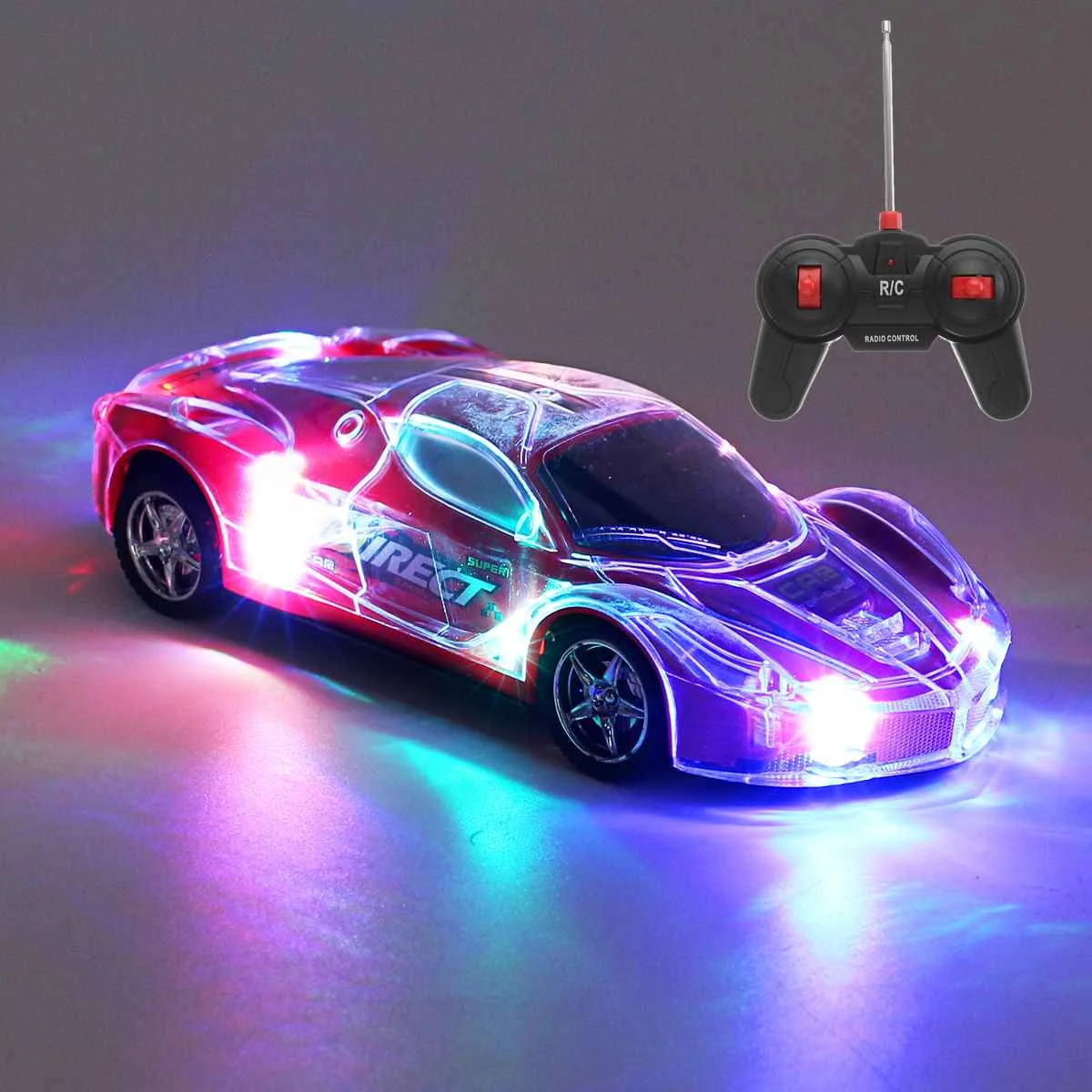Coche teledirigido de alta velocidad con luces 3D para niños, vehículo teledirigido de plástico ABS, escala 1:24, juguete de cumpleaños, regalo de Navidad