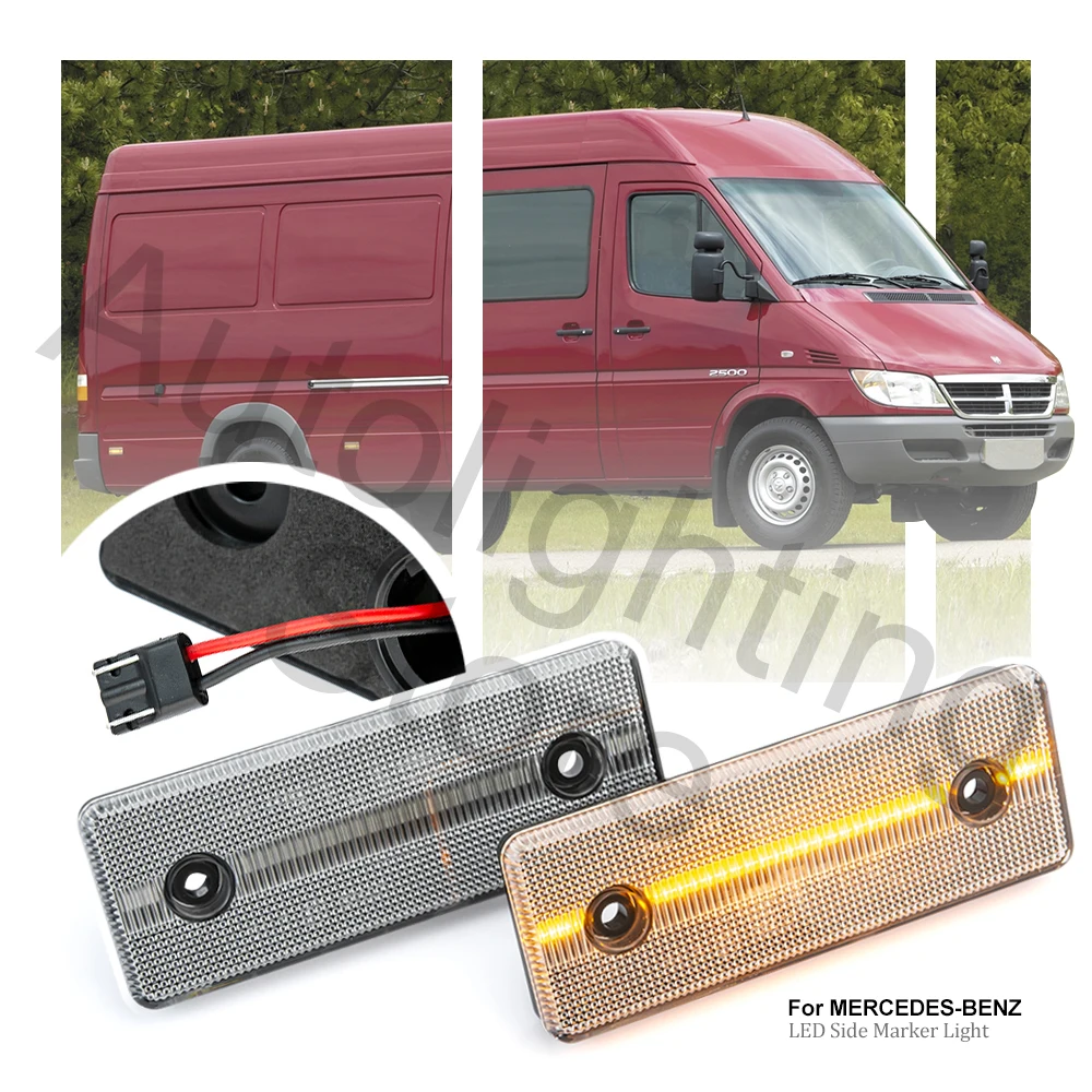 2Pcs LED Amber Side Marker Lamp For Mercedes Benz Sprinter W901 W902