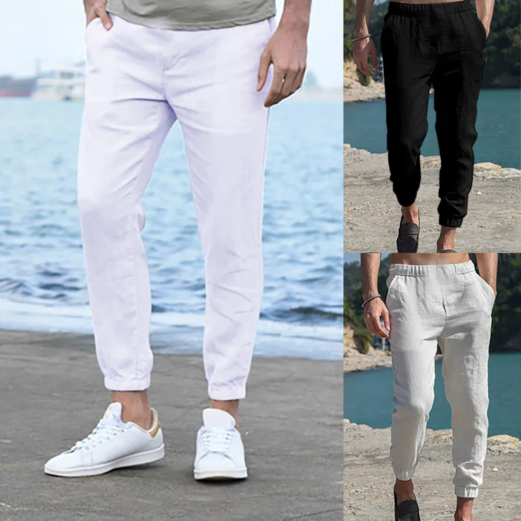 

Dropshipping Casual Tops Plus Size Fashion Men Pure Color Overalls Pocket Sport Work Casual Trouser Ankle-Length Pants wo man