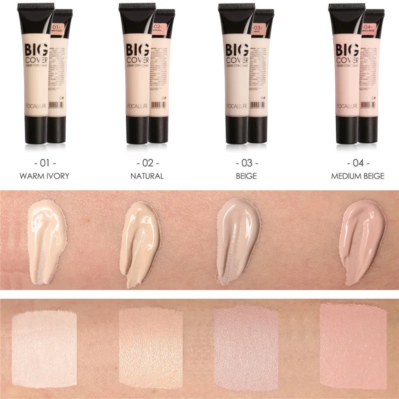 FOCALLURE Waterproof High Coverage Face Concealer Cream Long Lasting Face Scar Acne Cover Moisturizing Liquid Foundation Makeup