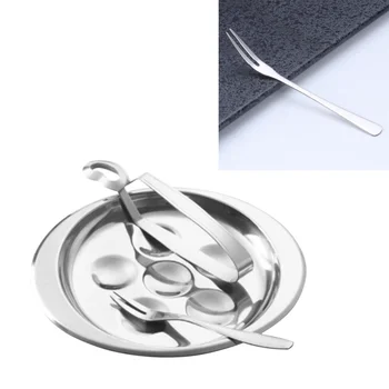 

1 Set Stainless Steel Food Dish Escargot Plate Fork Clip Kitchen Utensils Tableware Set for Home Restaurant Hotel