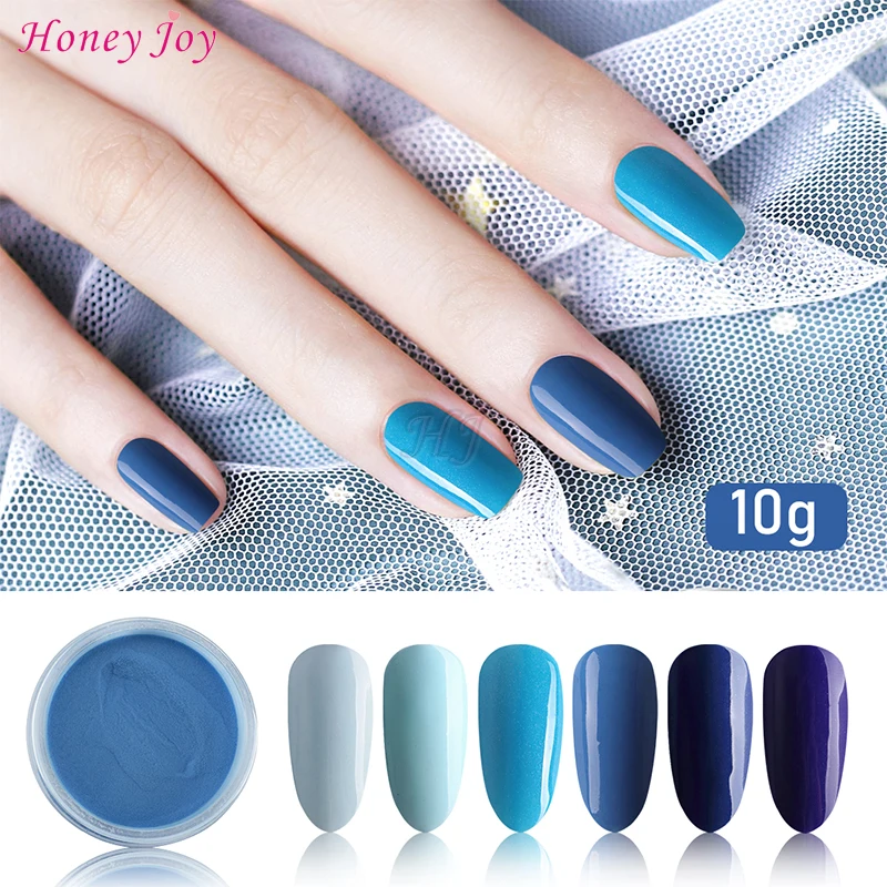Штраф 6 box/set темно-синего цвета королевский синий Blue Series Dip порошок искусства ногтя порошок для ногтей Гель-лак эффект без УФ лампа для лечения