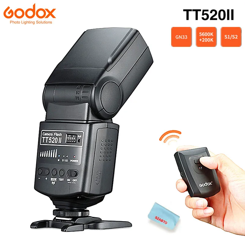 Вспышка Godox TT520 II TT520II со встроенным беспроводным сигналом 433 МГц + триггером для