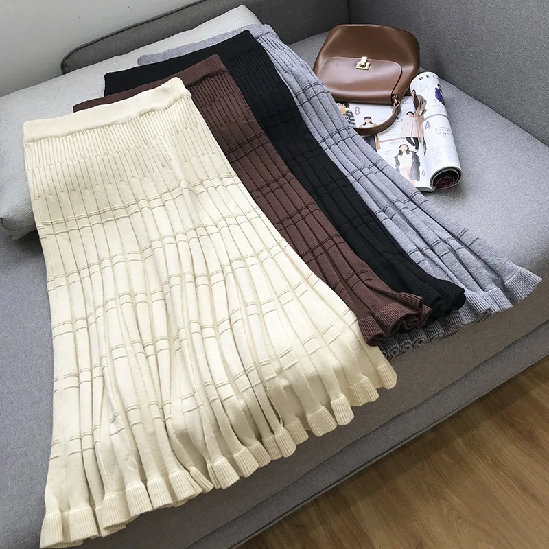 

1 of Korean-style Solid Color Non-mainstream Sense of Design Versatile High Waist Skirt Elegant Fashion Western Style 2.18