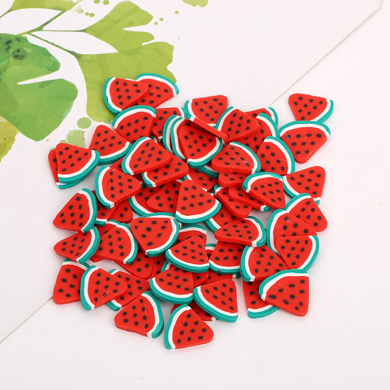 50 г/лот, мягкий фруктовый ломтик, Fimo, полимерная глина, разбрызгивает для наполнителя слизи, сделай сам, украшения для ногтей, наклейки для ногтей 5 мм - Цвет: 2