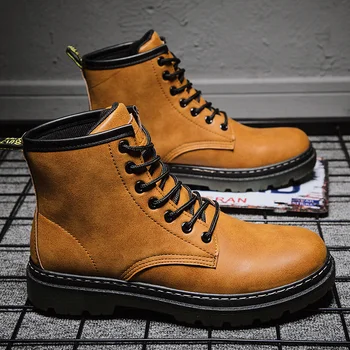 

Men Martin boots winter Lace-up men shoes 2019 new arrival fashion flock plush winter Keep warm Hard-Wearing Men's Casual Shoes