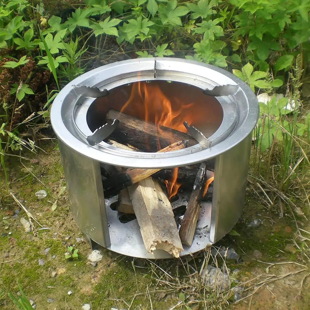Multifunctional Outdoor Picnic Barbecue Equipment Camping Supplies Outdoor Portable Stove Windproof Wood Stove Stainless Steel