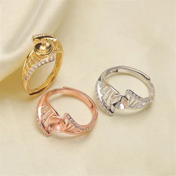 

High Quality Silver plated fittings Open Adjustable Blank Ring Settings Pearl Ring Mountings Fittings Jewellery Accessories