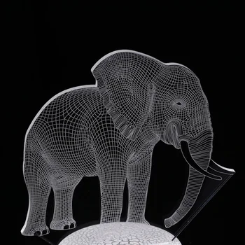 

3D Elephant Remote Control Illusion Light Colorful Touch Switch LED Acrylic Plate Lamp without Batteries