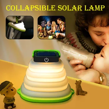 

Foldable Portable Solar Powered Camping Light Tent Lamp USB Rechargeable Outdoor Waterproof Hanging Lamp Solar Light