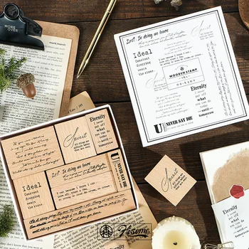 

8 Pcs/set Vintage English Combination Decoration Stamp Wooden Rubber Stamps for Scrapbooking Stationery DIY Craft Standard Stamp