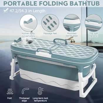 

1.38m Large Bathtub Adult Children's Folding Tub Massage Adult Bath Barrel Steaming Dual-use Baby Tub Home Spa Home Sauna 2size