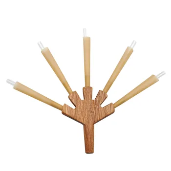 

Wood Level Five 5 Joint finger palm wood Holder Cigarette Rolling Smoking Pipe Holder Paper Palm Wood Tobacco canvas bag pipe