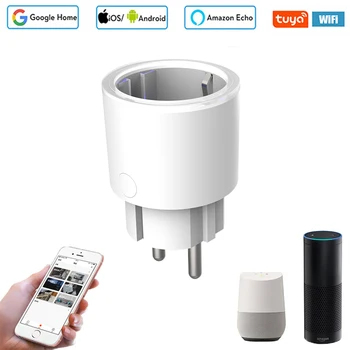 

Smart plug Wifi socket Voice control Alexa Google assistant EU standard 10A remote control 110V 220V timer socket