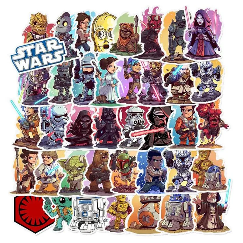 50PCS Cute Cartoon Star Wars Stickers Room Decoration for Living Room Outdoor Camping Laptop Luggage Car Wall Sticker Wall Decor