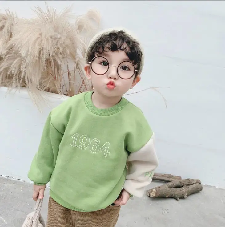 Korea style girls boys t-shirt thicken full sleeve fashion winter kids girls sweatshirt 2-7t