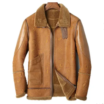 

Genuine Leather Jacket Men's Winter Jacket Real Sheepskin Coat for Men Real Wool Fur Warm Jackets Plus Size L18-5017 MY1680