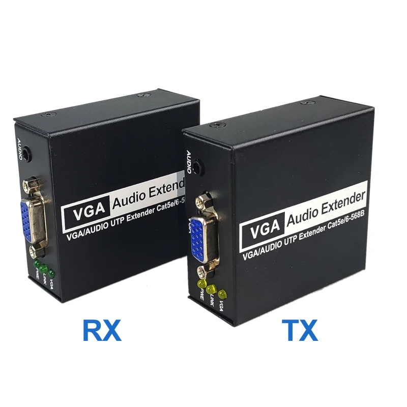 

VGA Extender 200m 1xSplitter Transmitter Receiver TX/RX Extender over Cat5e/Cat6 UTP Cable RJ45 LAN Ethernet 1080P