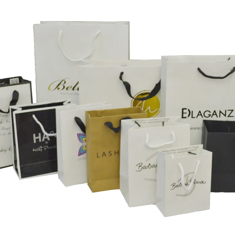Personalised White Brown Kraft Sweet Paper Bags Wedding Your logo Text Design 