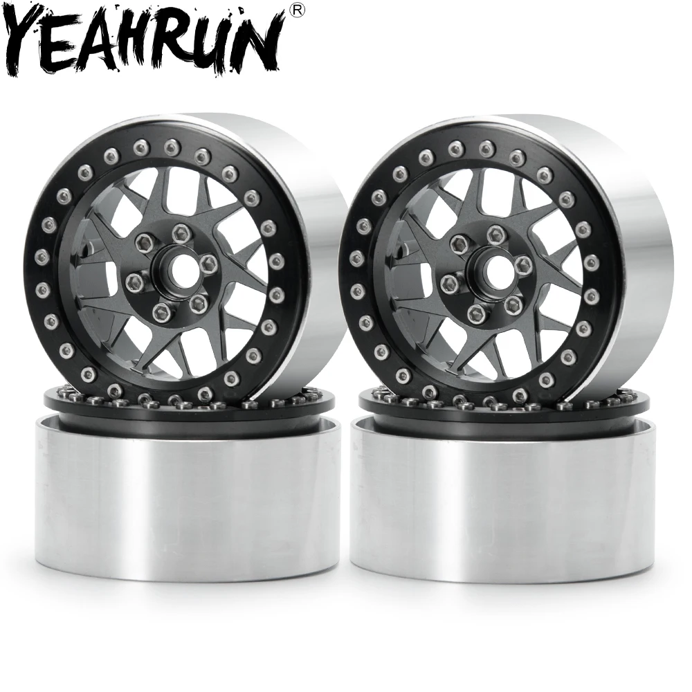 

YEAHRUN 4pcs/set 2.2inch Alum Beadlock Wheels Rim for TRX4 SCX10 CC01 D90 1:10 RC Crawler Cars