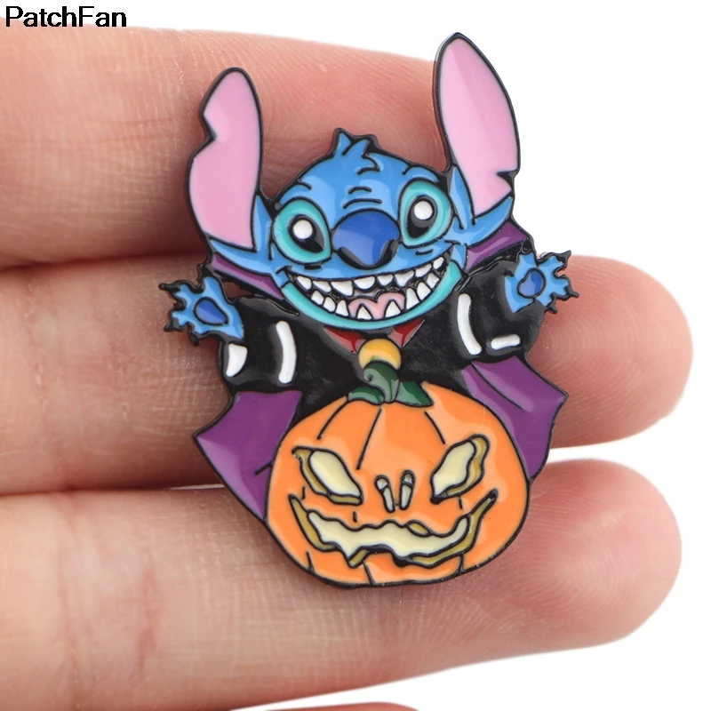 Patchfan stitch halloween Zinc tie cartoon Funny Pins backpack clothes brooches for men women hat decoration badges medals A2499