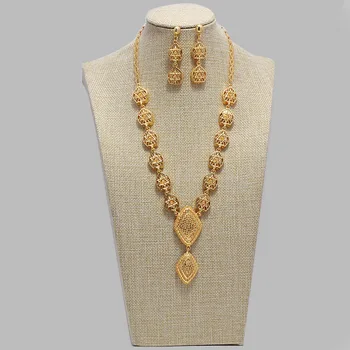 

Gold Color jewelry sets African Copper alloy Jewelry Set Nigerian Wedding African Flower Pearl big jewelry sets