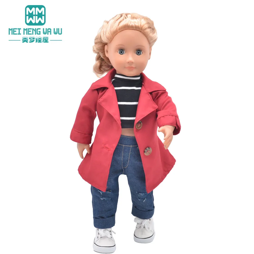 Se adapta a muñeca recién nacida de juguete para bebé de 43cm y Abrigos de moda de ropa americana de 45cm, camisetas, regalo para niña de jeans