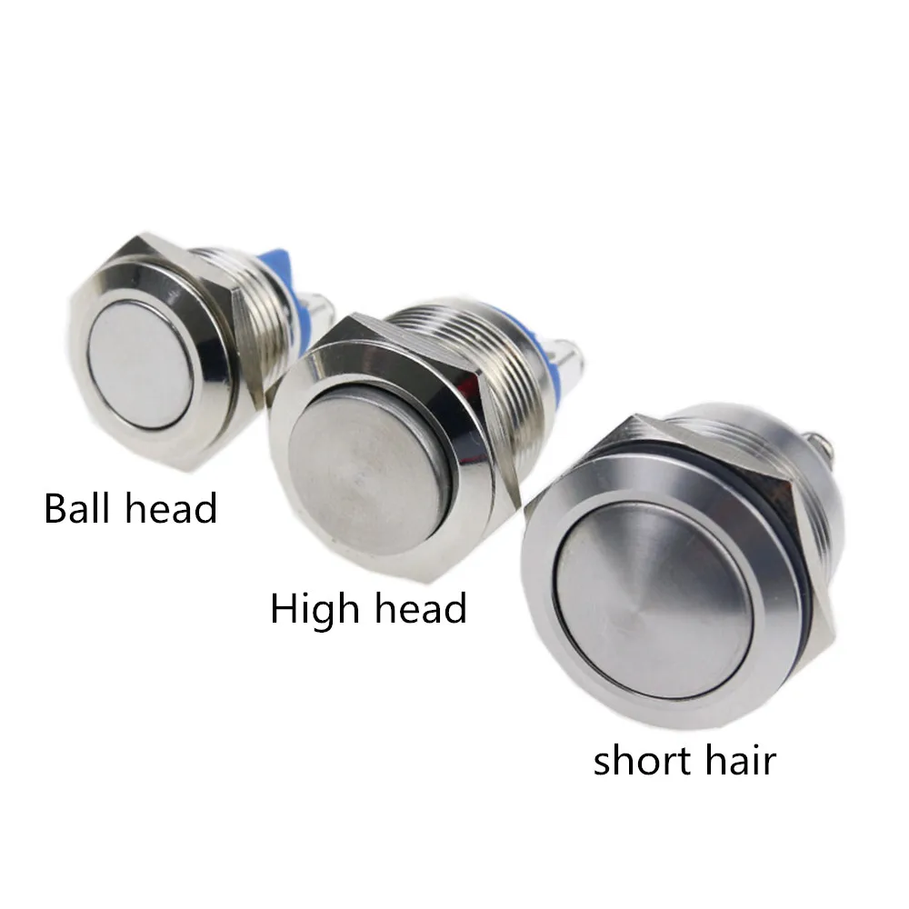 

16mm19mm22mm metal button switch round head flat head high head self-reset copper nickel-plated stainless steel screw feet