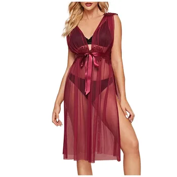 

Women Nightgown Lace Sleepwear Robe Backless Night Gown Nightdress Ladies Lace Up Hot Sexy Lingerie Women Porno Nuisette