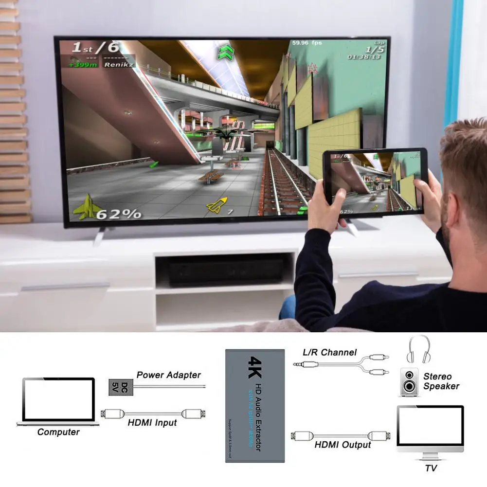 4K HDMI аудио экстрактор 5 1 преобразователь сплиттер адаптер SPDIF переключатель для