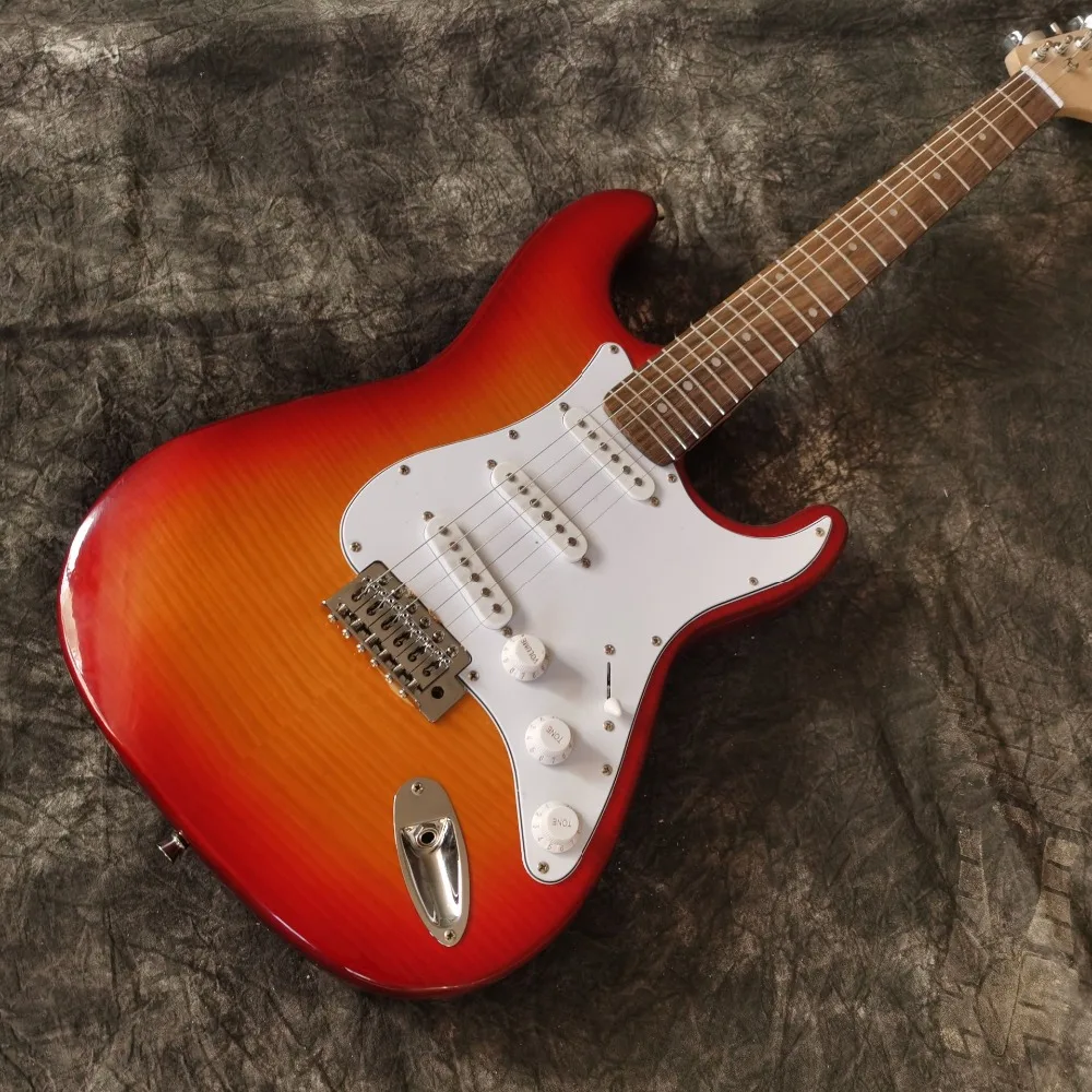 Стиль. Sunburst Цвет Тигр Пламя Топ электрогитара. Ручная работа 6 stings мед цвет gitaar. Высокое качество звукосниматели. Реальные фотографии