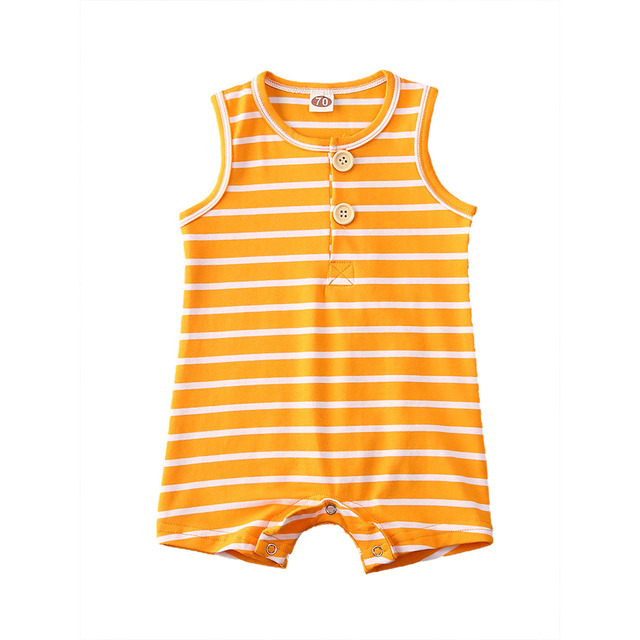 Baby Summer Clothing 0-24 Newborn Infant Baby Boy Girl Striped Romper Clothes Sleeveless Striped Summer Outfit Jumpsuit