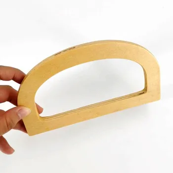 

D Shaped Wooden Handle Rectangle Handcrafted Wooden Handle Bag Handle DIY Women Handbag Purse Circle Bag Accessories For Bags