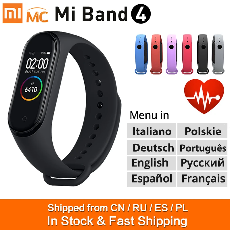 85% Новый Xiaomi Mi Band 4 смарт браслет Miband Браслет фитнес тренер цветной AMOLED экран Bluetooth