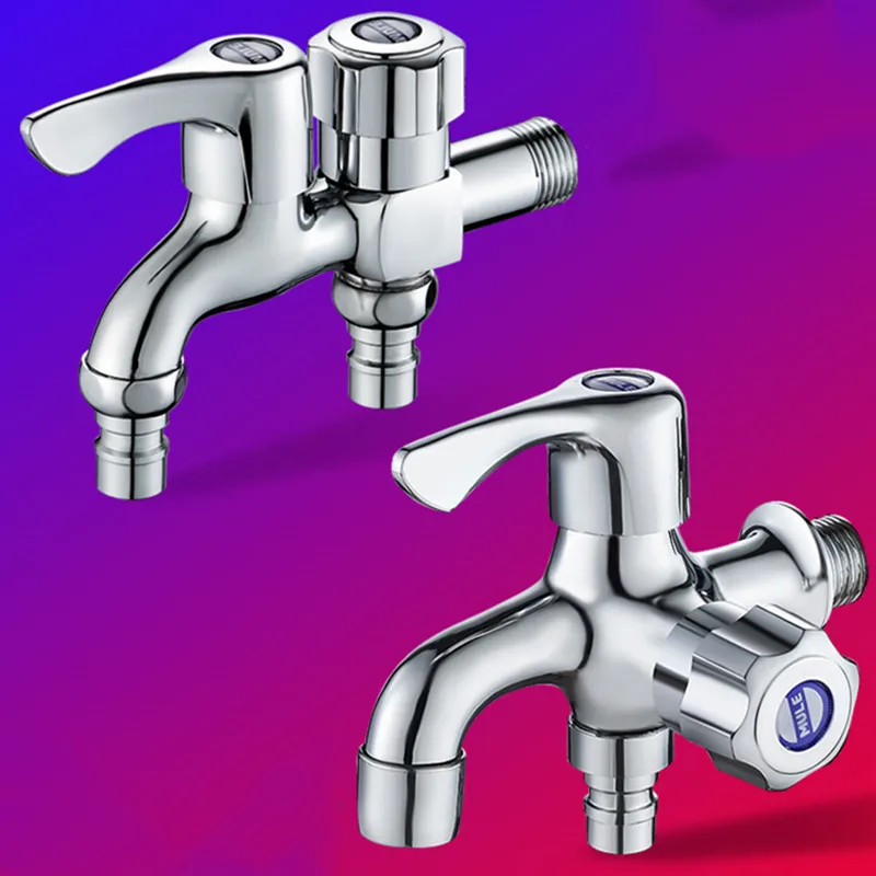 

Modern Bathroom Zinc Alloy Faucets In-wall One In and Two Out Faucet Washing Machine Water Tap Home Hardware Accessories