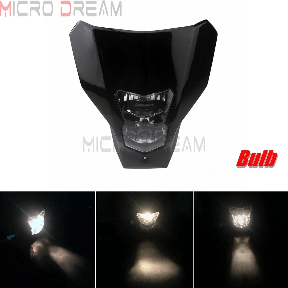 Bulb Black Внедорожный супермото двойная Спортивная двойная фара налобный фонарь эндуро Кроссовый светодиодный светильник для Honda CRF450L CRF450XR 19-20 Dirt Bike - Цвет: Bulb Black