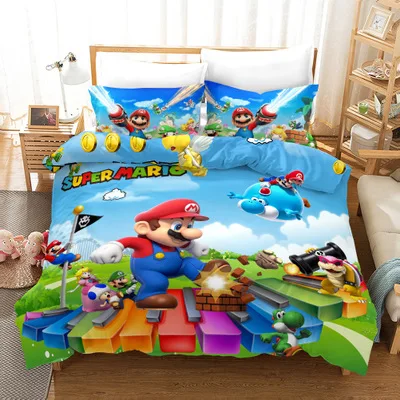 H Лидер продаж, постельное белье Super Mario Bros, пододеяльники, постельные принадлежности, набор постельного белья с 3D принтом, с новогодним декором, набор постельного белья s - Цвет: H