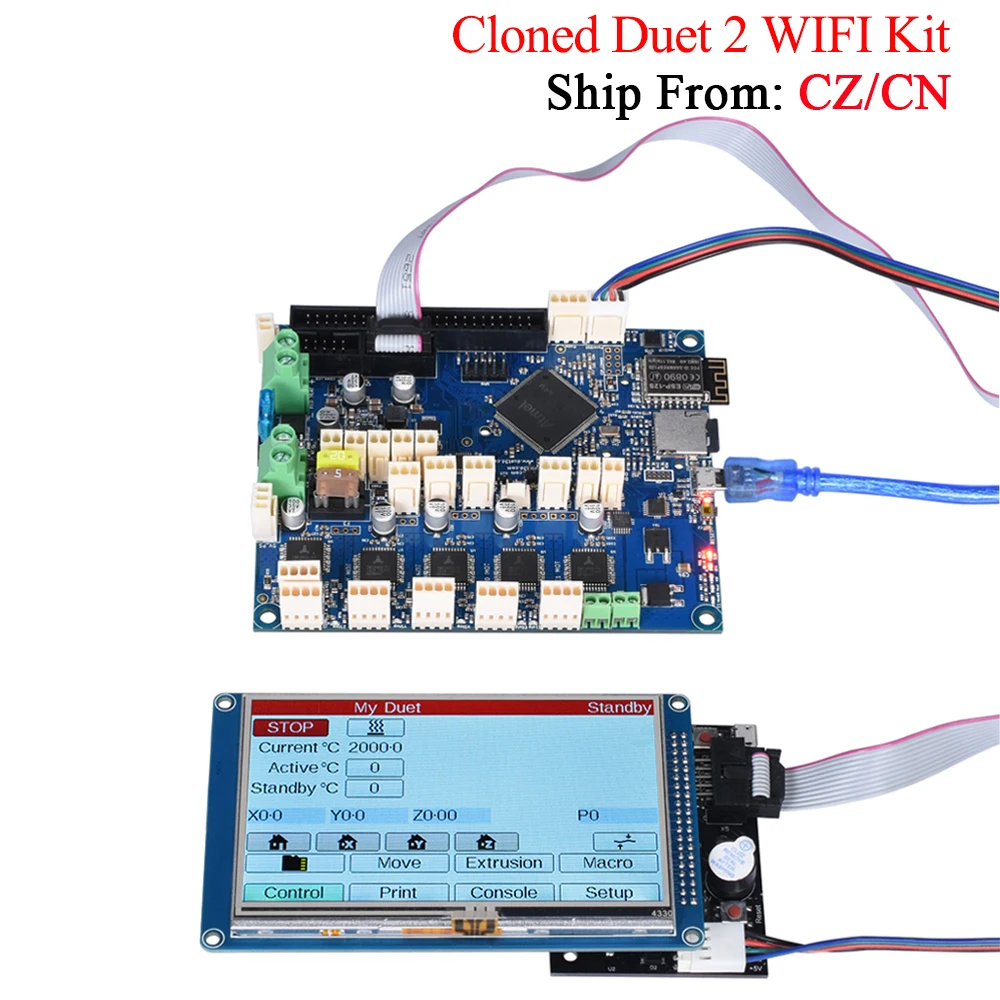 Клонированная плата контроллера Duet 2 Wifi V1.04 DuetWifi 32 бит с 4 3 'ɵ'' 7