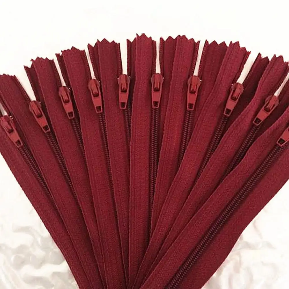 Set of 10 Multi-Length Nylon Zippers in 20 Vibrant Colors for Tailoring and Sewing Crafts