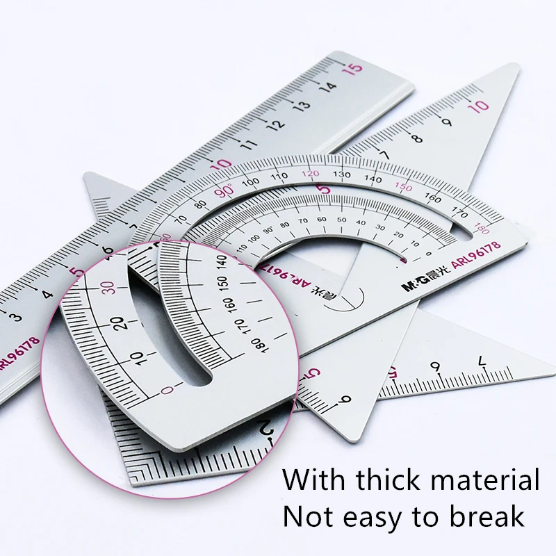 Regla Triangular Transportador de Metal Regla de Escala para Oficina