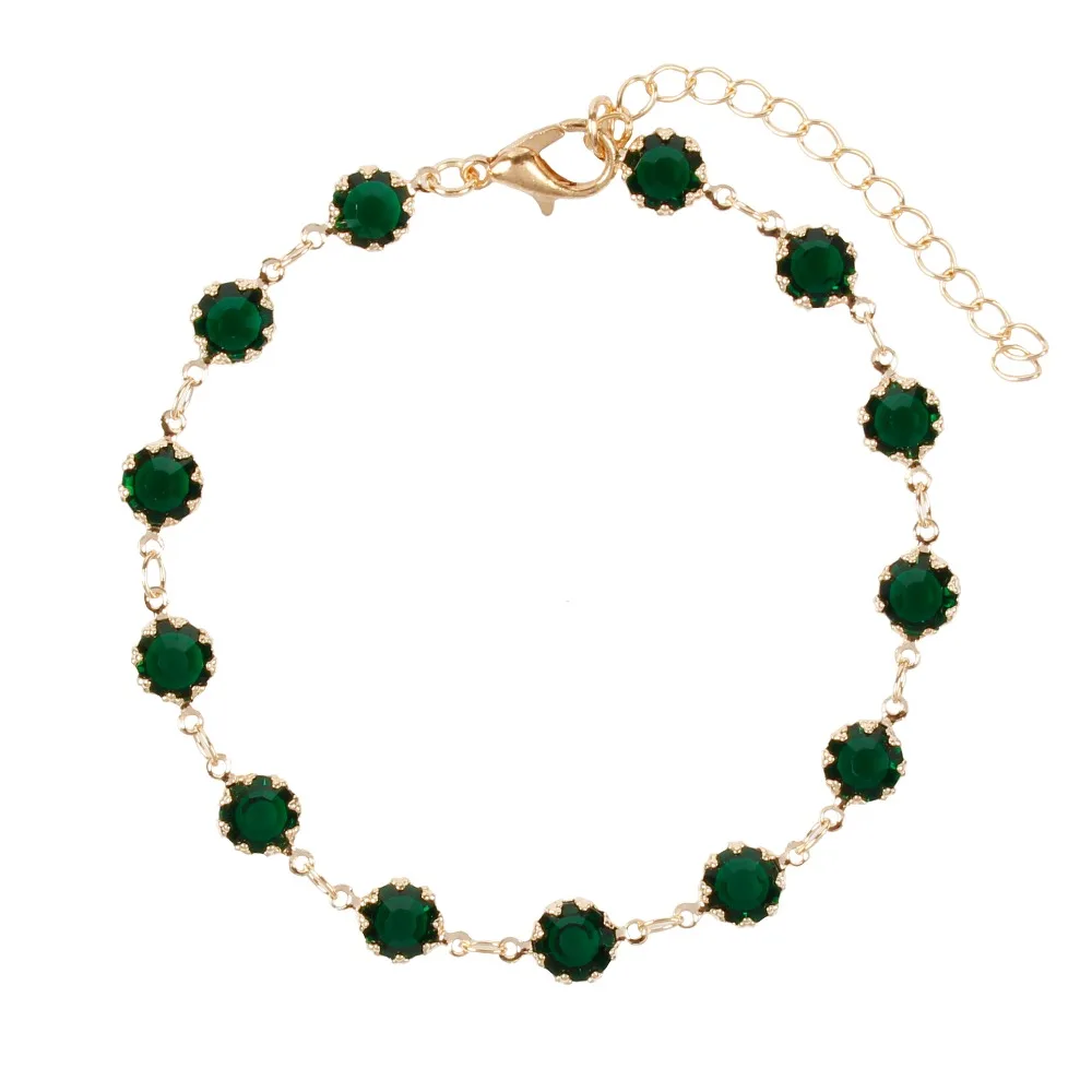 Модные ювелирные изделия зеленый циркон браслет ручной работы цепь Шарм Браслеты Аксессуары для рук ZW022