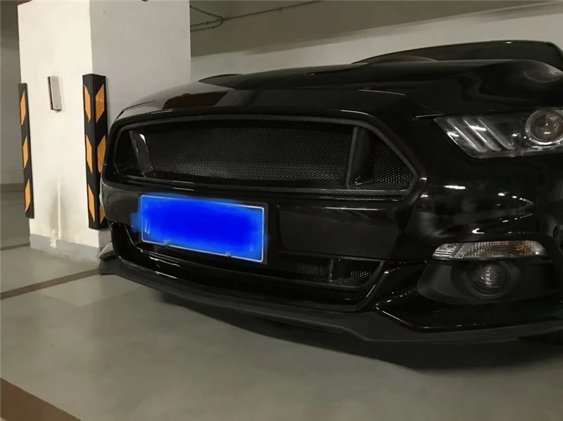 Использование для Ford Mustang гоночные грили 16 17 лет Настоящее углеродное волокно 2 шт. Refitt Передняя Центральная гоночная решетка крышка аксессуары