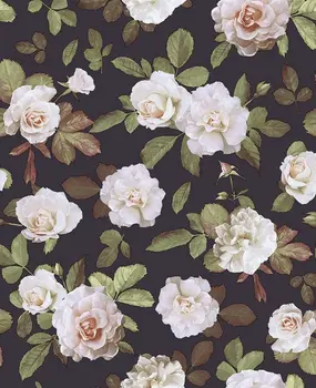 

LUCKYYJ Vintage Floral Peel and Stick Wallpaper Removable Wall Sticker Brown/Pink/Green Rose Vinyl Self Adhesive Contact paper