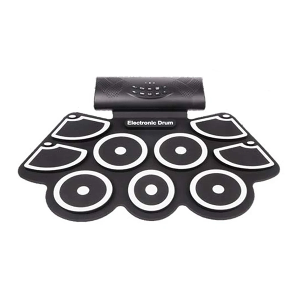 

8pcs Toy Silicone Electronic Drum Set Foot Pedals Foldable Practice Pad Learning For Beginners Kids Gift Music Sticks Portable