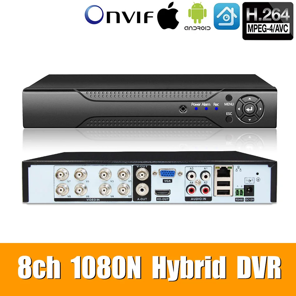 5в1 8ch* 1080N AHD DVR наблюдения безопасности видеорекордер наблюдения DVR Гибридный DVR для 720 P/960 H аналоговый AHD CVI TVI IP камера XMEYE