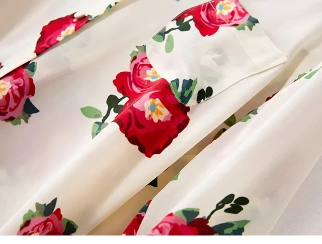Women's Floral Printed Shirt Loose Pajama Style
